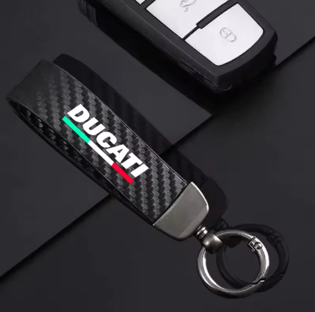 Llavero de cuero y fibra de carbono para Ducati