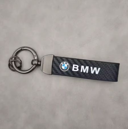 Llavero de cuero de carbono de lujo para BMW
