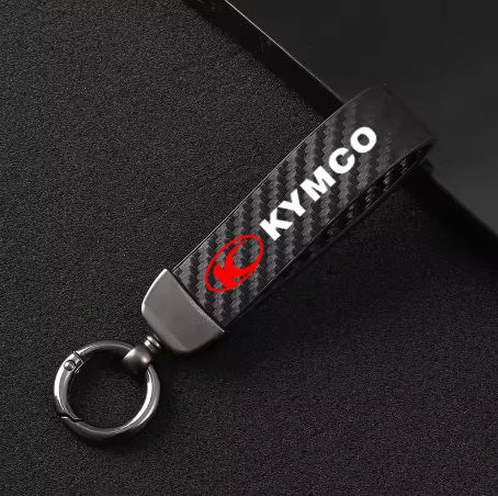 Llavero de cuero y fibra de carbono Kymco