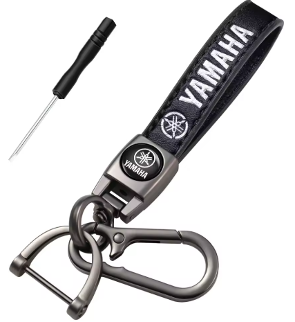 Llavero de metal y cuero Yamaha