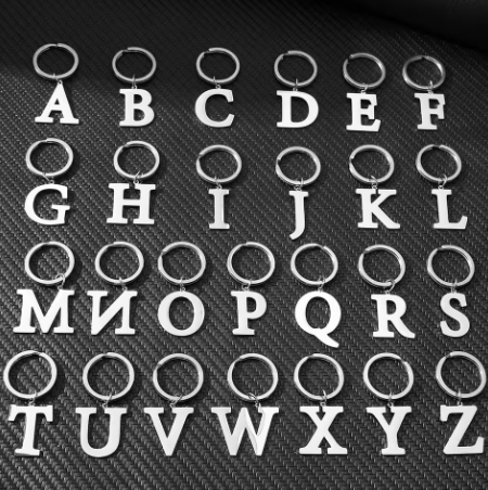 Llavero de acero inoxidable - Diseño de 26 Letras