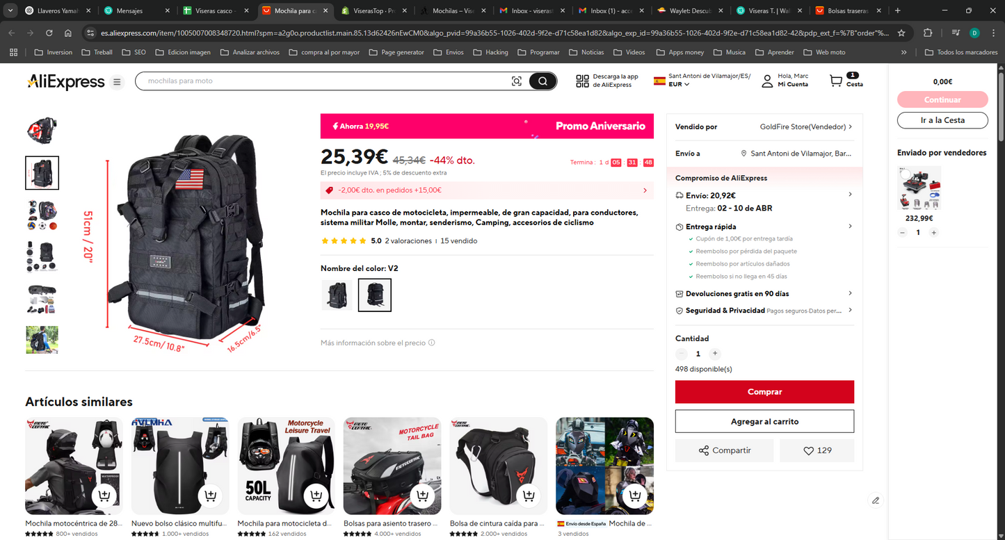 Mochila táctica para casco de moto