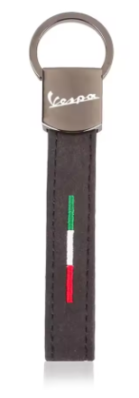 Llavero de cuero con bandera Italiana y detalles alcantara